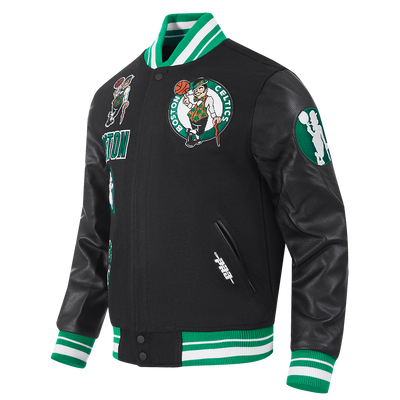 Mens Boston Celtics Retro Classic Rib Satin Jacket