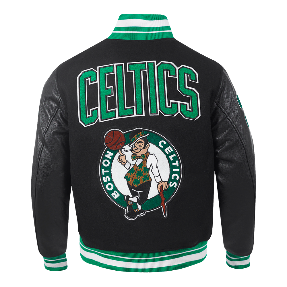 Mens Boston Celtics Retro Classic Rib Satin Jacket