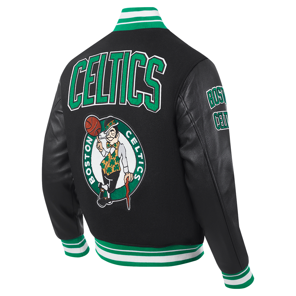 Mens Boston Celtics Retro Classic Rib Satin Jacket