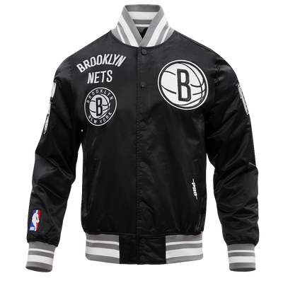 Mens Brooklyn Nets Retro Classic Rib Satin Jacket