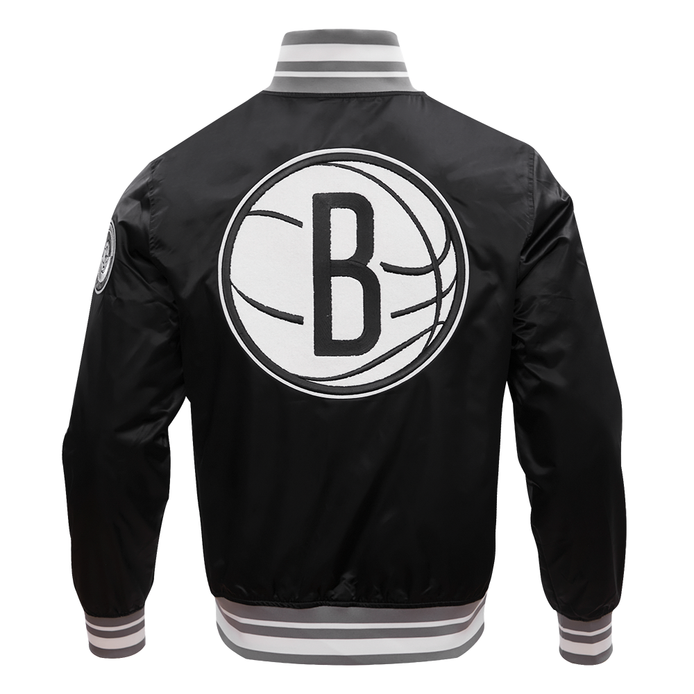 Mens Brooklyn Nets Retro Classic Rib Satin Jacket