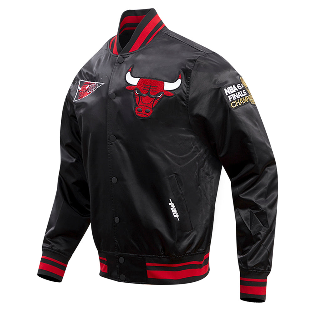 Mens Chicago Bulls Retro Classic Rib Satin Jacket