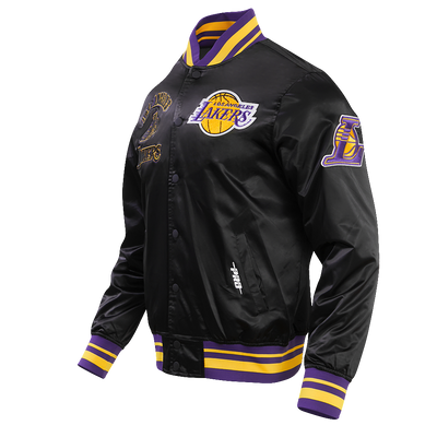 Mens Los Angeles Lakers Retro Classic Rib Satin Jacket