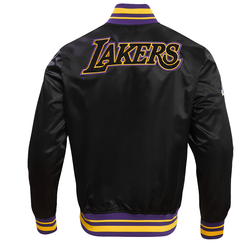 Mens Los Angeles Lakers Retro Classic Rib Satin Jacket