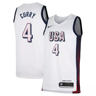 Mens Steph Curry USA Home White Jersey