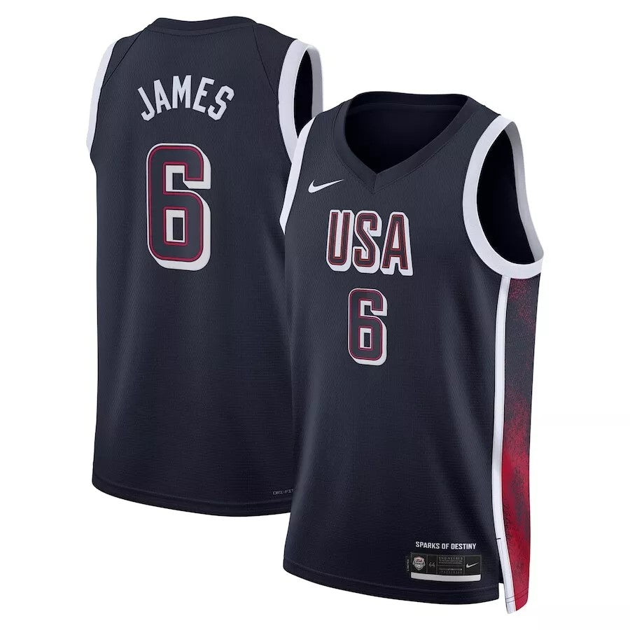 Junior Lebron James USA Road Navy Jersey