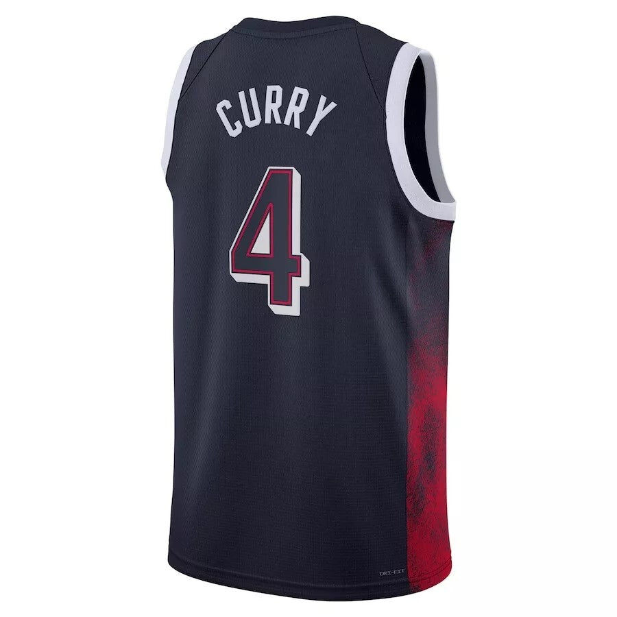 Junior Steph Curry USA Road Navy Jersey