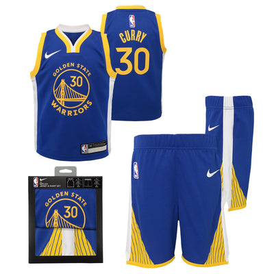 Kids Golden State Warriors Steph Curry Icon Replica Jersey Set