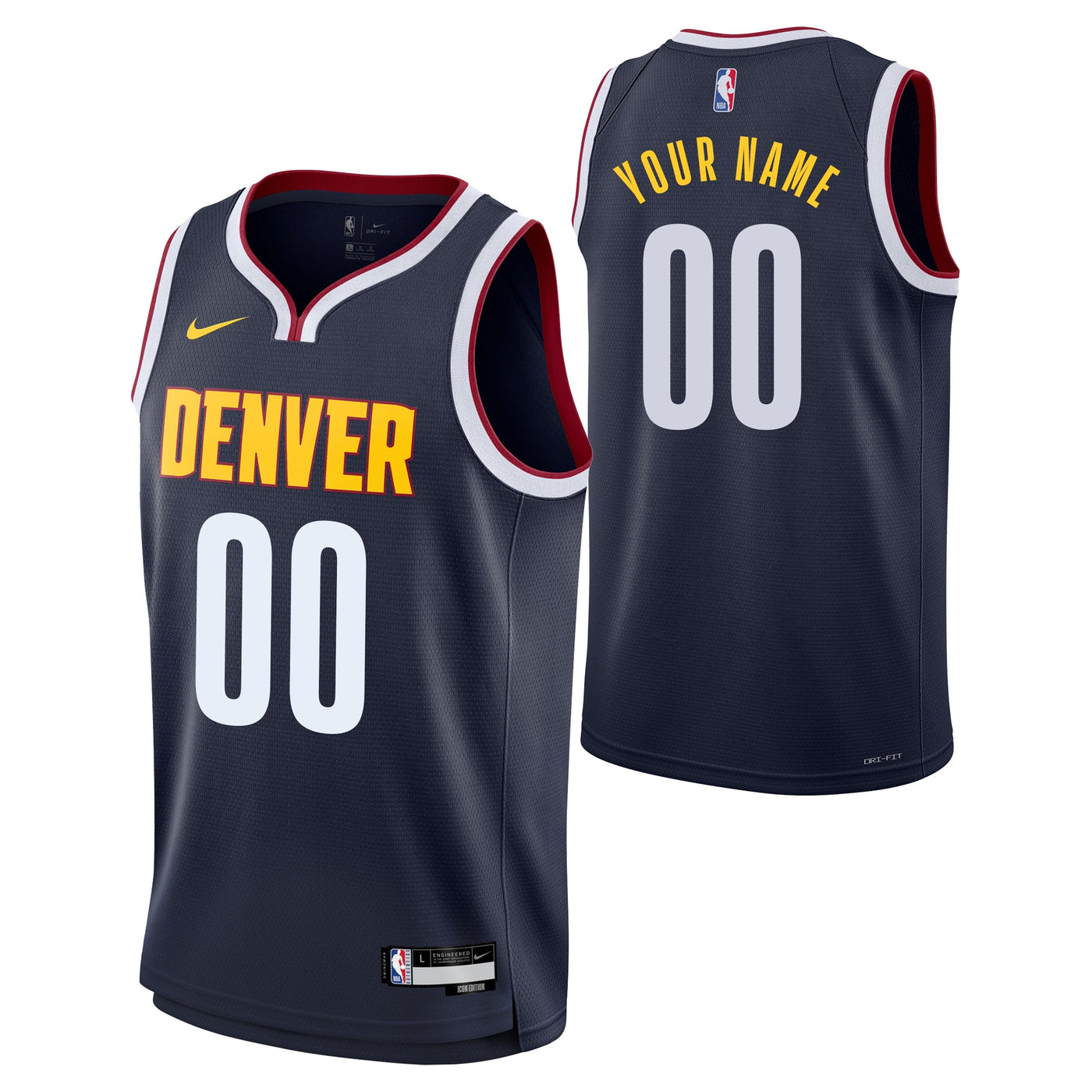 Junior Denver Nuggets Blank Icon Swingman Replica Custome Jersey