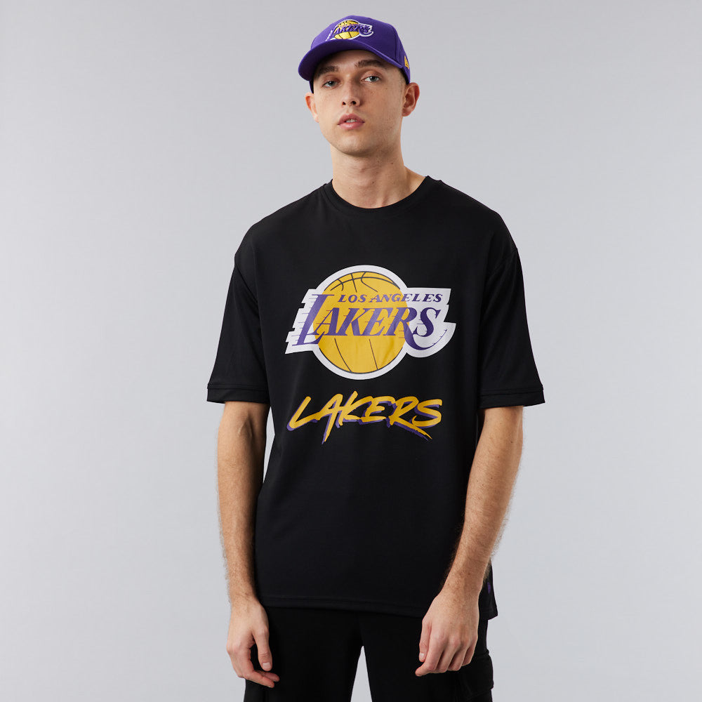 Mens Los Angeles Lakers Script Mesh Short Sleeve T-Shirt